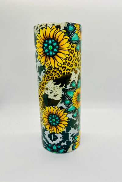 Sunflower Teal with Cheetah